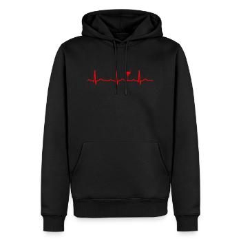 EKG HERZSCHLAG WEIN rot - Männer Premium Bio Hoodie - Schwarz - Vorne - Nico (187cm)
