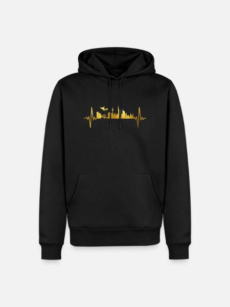 Frankfurt Skyline Heartbeat - Men’s Premium Organic Hoodie - black