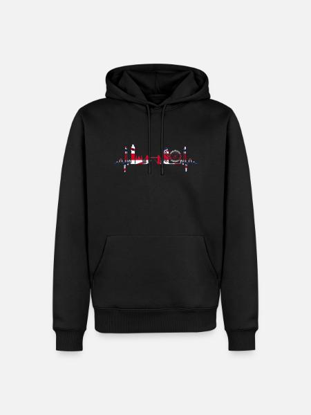 London Skyline Herzschlag - Männer Premium Bio Hoodie - Schwarz