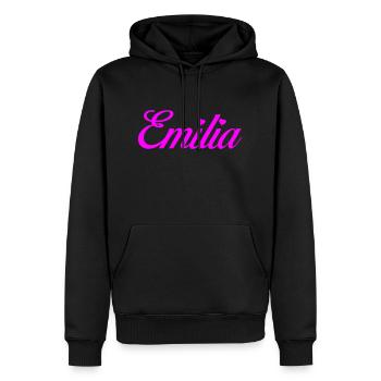 Emilia - Männer Premium Bio Hoodie - Schwarz - Vorne - Nico (187cm)
