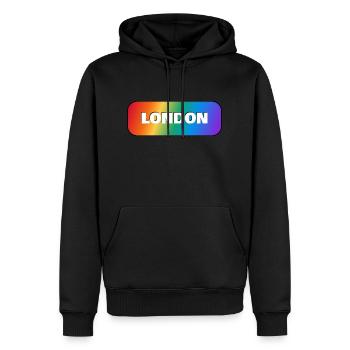 GAY PRIDE DE LONDRES - Sweat à capuche Premium bio Homme - noir - Devant - Nico (187cm)