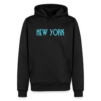 New York - Sweat à capuche Premium bio Homme - noir - Devant - Nico (187cm)