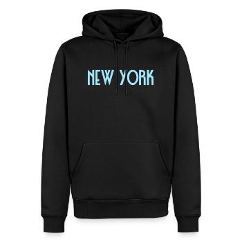 New York - Sweat à capuche Premium bio Homme - noir - Devant - Nico (187cm)
