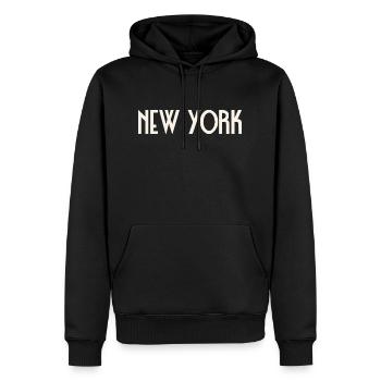 New York - Sweat à capuche Premium bio Homme - noir - Devant - Nico (187cm)
