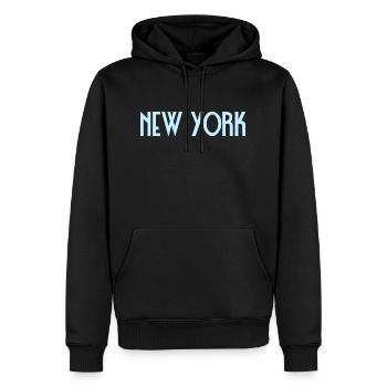 New York - Sweat à capuche Premium bio Homme - noir - Devant - Nico (187cm)
