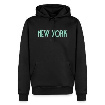 New York - Sweat à capuche Premium bio Homme - noir - Devant - Nico (187cm)