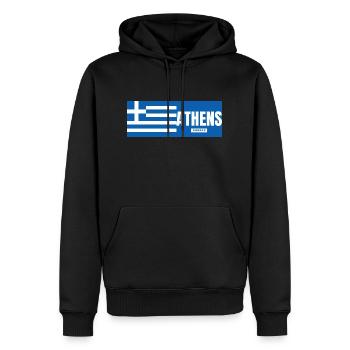 Ville d’Athènes avec drapeau grec - Sweat à capuche Premium bio Homme - noir - Devant - Nico (187cm)