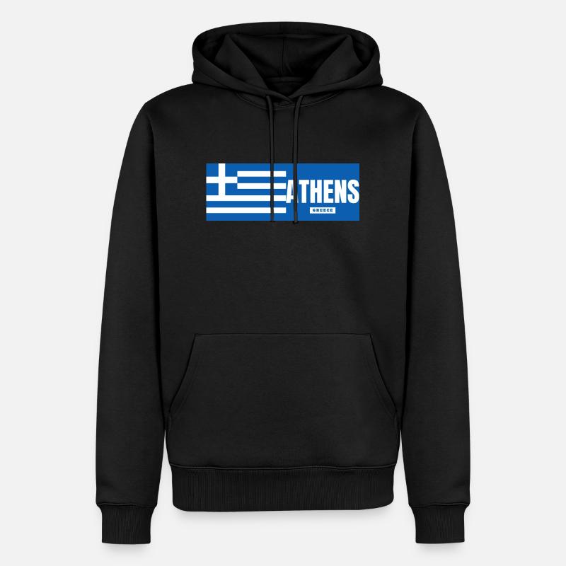 Ville d’Athènes avec drapeau grec - Sweat à capuche Premium bio Homme - noir