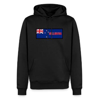 Wellington City en Nouvelle-Zélande Drapeau - Sweat à capuche Premium bio Homme - noir - Devant - Nico (187cm)