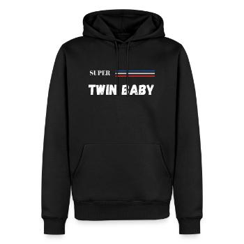 super twin baby - t-shirt assorti - Sweat à capuche Premium bio Homme - noir - Devant - Nico (187cm)
