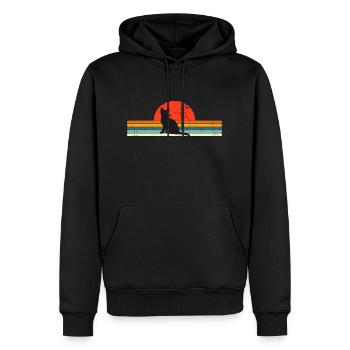 Cat Vintage Retro Sonnenuntergang - Männer Premium Bio Hoodie - Schwarz - Vorne - Nico (187cm)