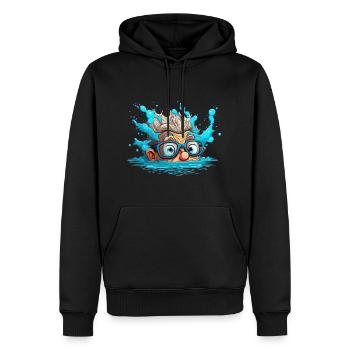 Illustration du flottant - Sweat à capuche Premium bio Homme - noir - Devant - Nico (187cm)