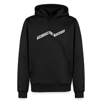 Je ne dors pas, je me repose les yeux en disant - Sweat à capuche Premium bio Homme - noir - Devant - Nico (187cm)