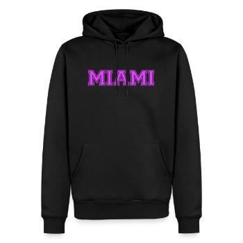 Miami USA Palmen Strand Sonne Amerika Florida Logo - Männer Premium Bio Hoodie - Schwarz - Vorne - Nico (187cm)