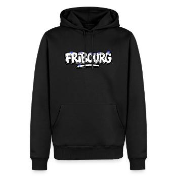Fribourg Ultra - Sweat à capuche Premium bio Homme - noir - Devant - Nico (187cm)