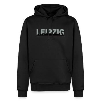 Skyline Leipzig Name - Männer Premium Bio Hoodie - Schwarz - Vorne - Nico (187cm)
