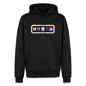 human LGBT LGBTQ+ schwul lesbian gay pride trans - Männer Premium Bio Hoodie - Schwarz - Vorne - Nico (187cm)
