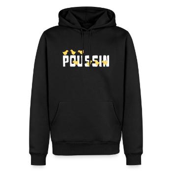 Poussin avec des poussins - Sweat à capuche Premium bio Homme - noir - Devant - Nico (187cm)