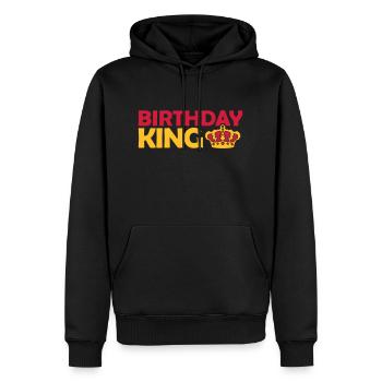 Logo de la fête du roi d’anniversaire - Sweat à capuche Premium bio Homme - noir - Devant - Nico (187cm)