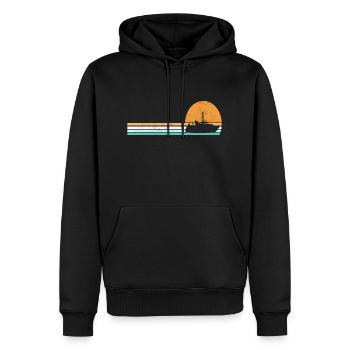 Bateau vintage capitaine navire - Sweat à capuche Premium bio Homme - noir - Devant - Nico (187cm)