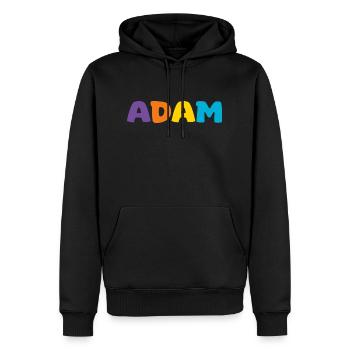 Nom - Adam - Sweat à capuche Premium bio Homme - noir - Devant - Nico (187cm)
