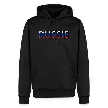 Drapeau russie - Sweat à capuche Premium bio Homme - noir - Devant - Nico (187cm)