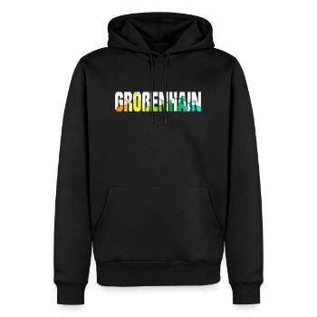 GRH Schrift Bunt - Männer Premium Bio Hoodie - Schwarz - Vorne - Nico (187cm)
