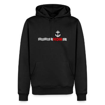Ancre mer du nord Moin vintage maison côte de la mer - Sweat à capuche Premium bio Homme - noir - Devant - Nico (187cm)