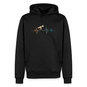 Heartbeat Retro Teleskop - Männer Premium Bio Hoodie - Schwarz - Vorne - Nico (187cm)