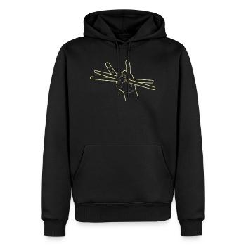 Motif de baguettes de signe de main de batteur rock - Sweat à capuche Premium bio Homme - noir - Devant - Nico (187cm)