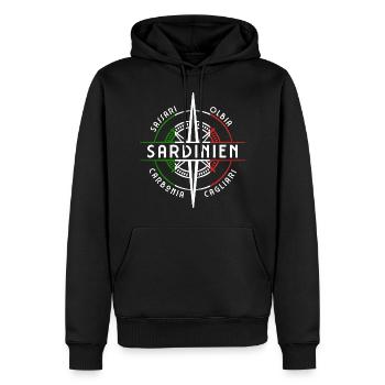Été Sardaigne - Sweat à capuche Premium bio Homme - noir - Devant - Nico (187cm)