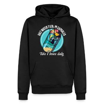Thérapie à l’eau salée Drôle de surf T-Shirt - Sweat à capuche Premium bio Homme - noir - Devant - Nico (187cm)