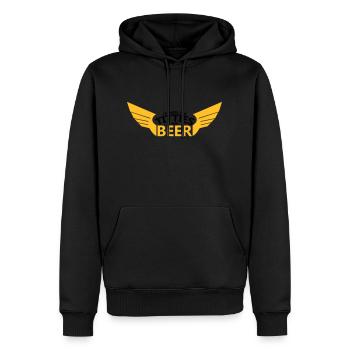 text sexy heiß hübsch sex design logo I'm here for - Männer Premium Bio Hoodie - Schwarz - Vorne - Nico (187cm)