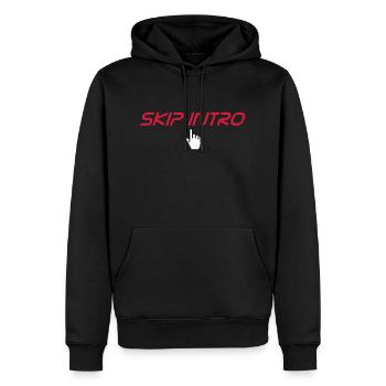 skip intro - Sweat à capuche Premium bio Homme - noir - Devant - Nico (187cm)