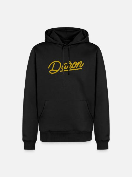 Daron (in gold) - calligraphy - Men’s Premium Organic Hoodie - black