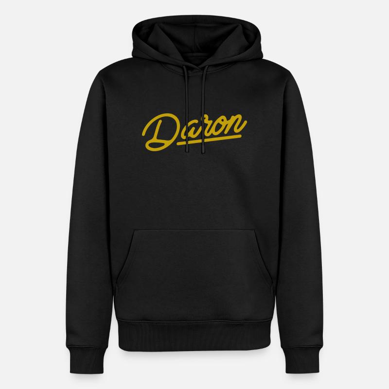 Daron (en or) - calligraphie - Sweat à capuche Premium bio Homme - noir