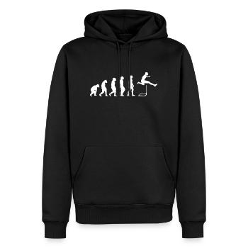 Hürdenlauf Leichtathletik Evolution Hürdenläufer - Männer Premium Bio Hoodie - Schwarz - Vorne - Nico (187cm)