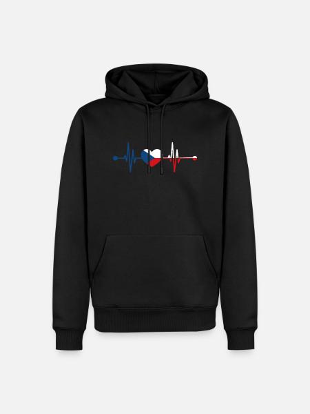 Herzschlag Tscheche Tschechien - Männer Premium Bio Hoodie - Schwarz