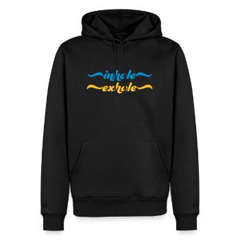 inhale exhale yoga Zitat - Männer Premium Bio Hoodie - Schwarz - Vorne - Nico (187cm)