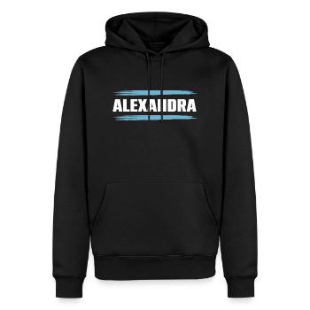 Alexandra - Männer Premium Bio Hoodie - Schwarz - Vorne - Nico (187cm)