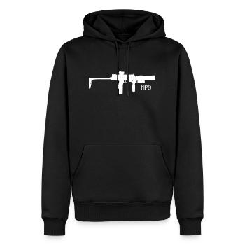 Pistolet Mitrailleur MP9 "3" - Armes et Munitions - Sweat à capuche Premium bio Homme - noir - Devant - Nico (187cm)