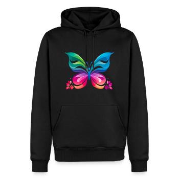 Papillon arc-en-ciel - Sweat à capuche Premium bio Homme - noir - Devant - Nico (187cm)