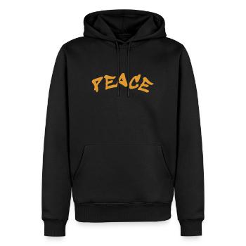 Slogan Paix et Amour - Frieden - Sweat à capuche Premium bio Homme - noir - Devant - Nico (187cm)