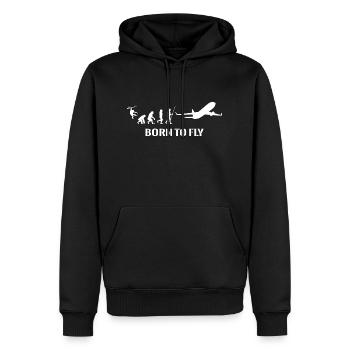 Flugzeug Evolution Pilot Fliegen Flugsport - Männer Premium Bio Hoodie - Schwarz - Vorne - Nico (187cm)