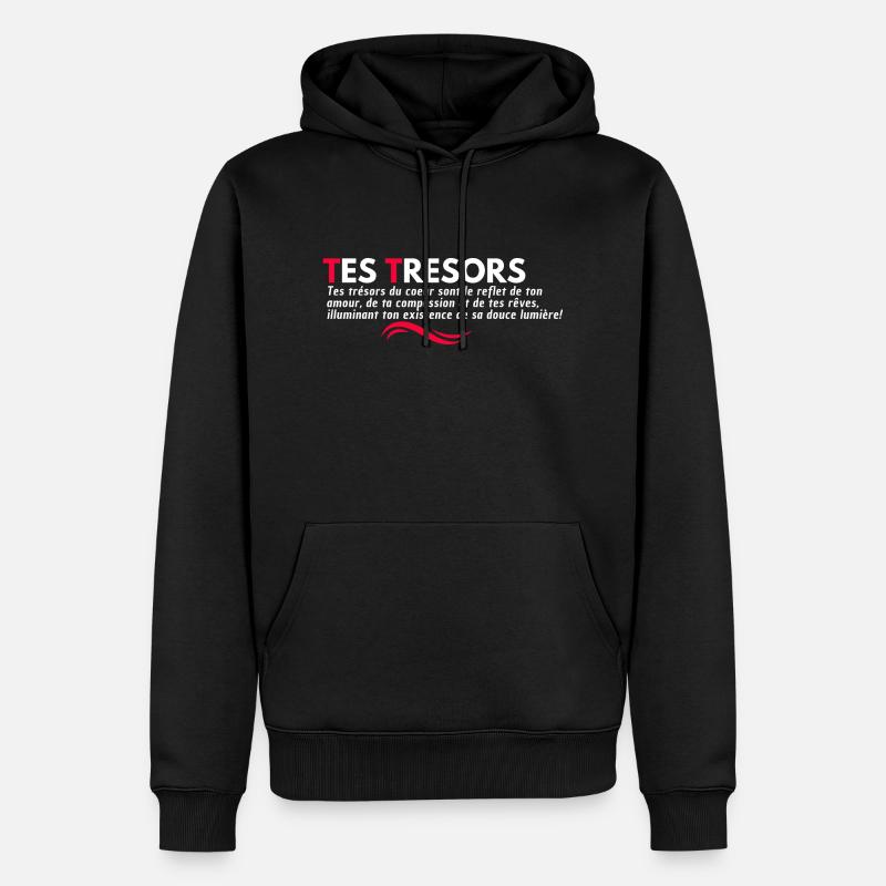 TES TRESORS. Citation - Sweat à capuche Premium bio Homme - noir