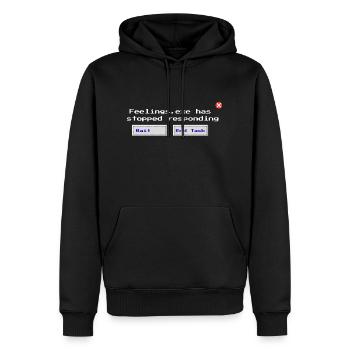 Feelings.exe reagiert nicht mehr – Glitched Sad - Männer Premium Bio Hoodie - Schwarz - Vorne - Nico (187cm)