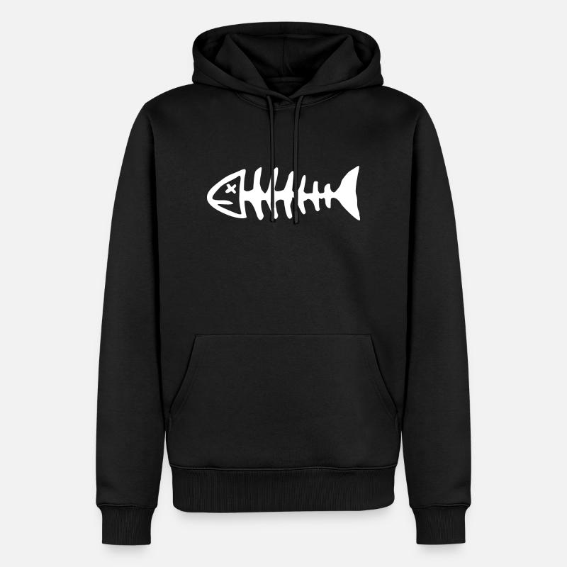 Fischskelett 2 - Männer Premium Bio Hoodie - Schwarz