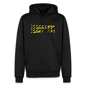 caution_f2 - Men’s Premium Organic Hoodie - black - Front - Nico (187cm)