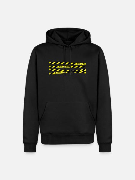 caution_f2 - Men’s Premium Organic Hoodie - black