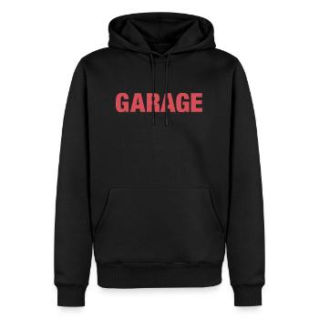 GARAGE - Men’s Premium Organic Hoodie - black - Front - Nico (187cm)